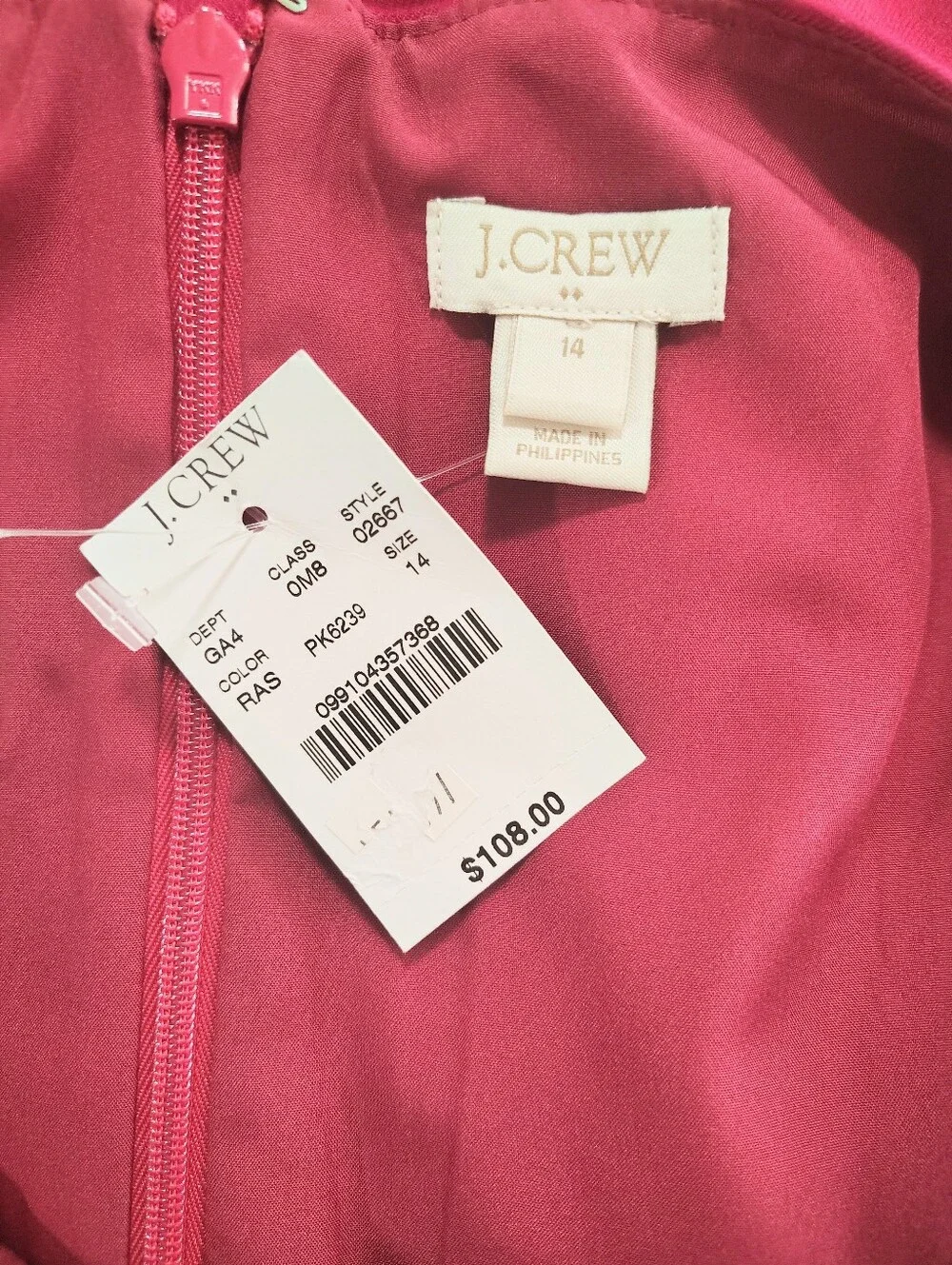 NWT J.Crew Wool Fuchsia Sleeveless Fit & Flare Dress Women's 14 Coquettegirl NEW